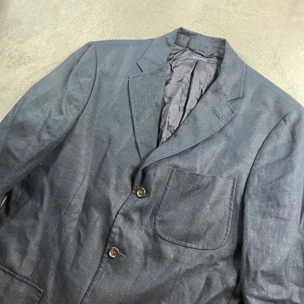 Polo Ralph Lauren Mens Navy Blue 100% Linen 3 Button Blazer Sport Coat Size M